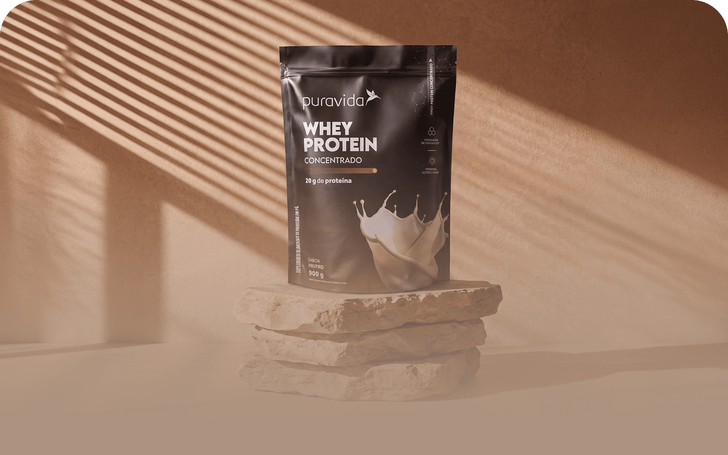 Pouch de Whey Protein Concentrado sabor neutro com copo e colher medidora