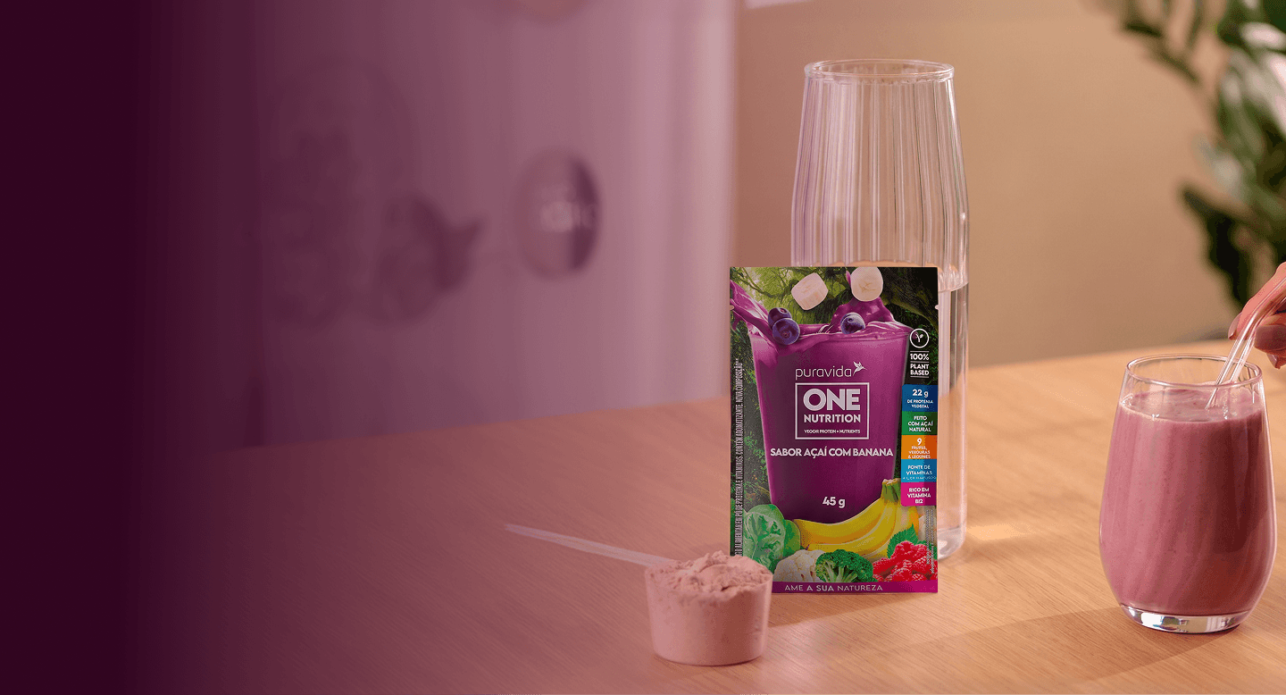 Pouch One Nutrition açaí com copo e scoop