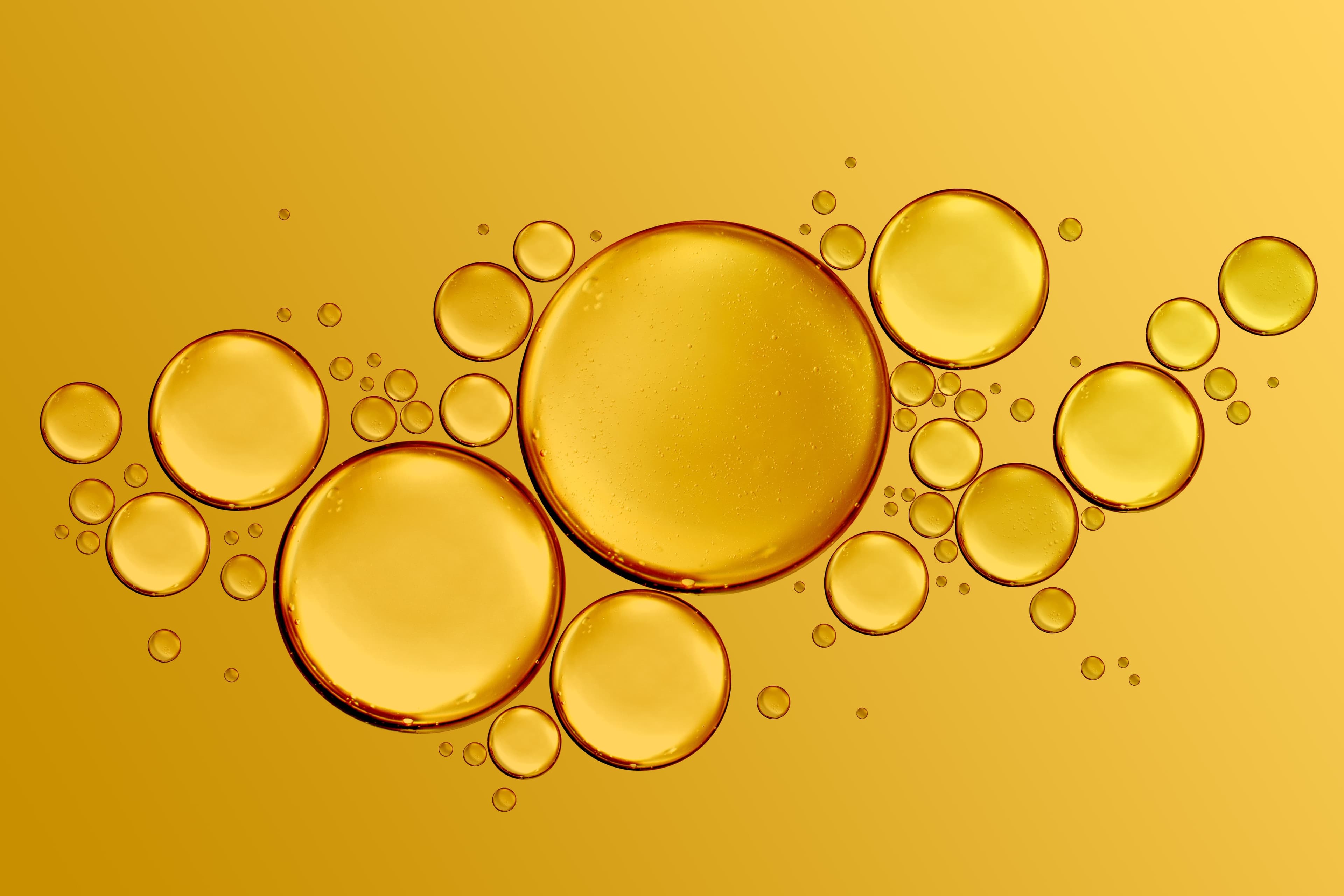 Bolhas de óleo dourado