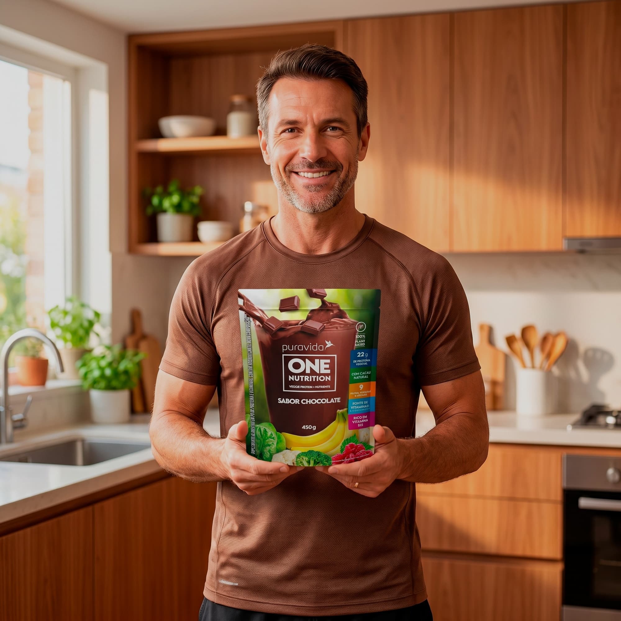 Homem com ONE Nutrition Chocolate