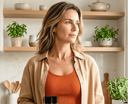 Mulher na cozinha em ambiente natural